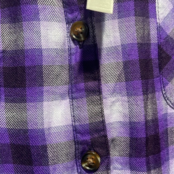 NWT Terra & Sky 3x Button Down Long Sleeve Purple Plaid Shirt - Picture 5 of 7
